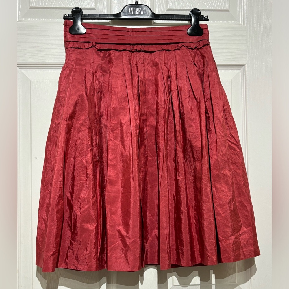 Viktor & Rolf for H&M 100% Silk Crimson A-line Pleats Skirt